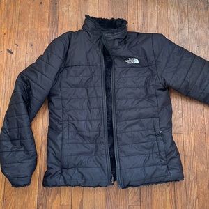 girls large north face reversible jacket